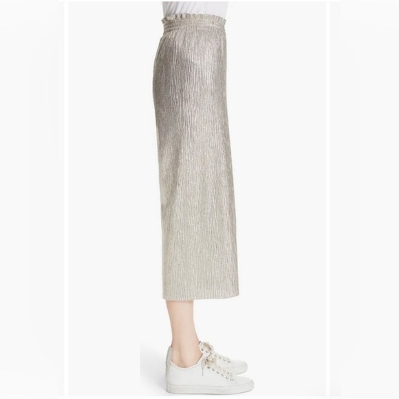 Alice + Olivia Elba metallic plisse pull on cropped wide legged pant size 4 NWT - Picture 6 of 13